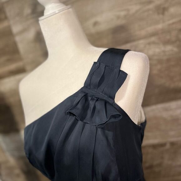 Pasametes silk navy blue one shoulder dress - 8 - Picture 3 of 9